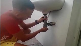 cock hungry house wife banged hard by horny repairman in bathroom