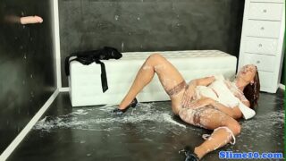 Cum covered hot mature having fun at gloryhole
