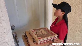 Two Guys Playing with Hot Teen Delivery Girl